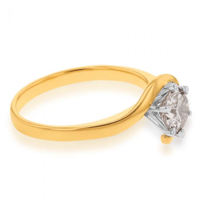 Luxurious 18 Carat Yellow Gold Single-Stone Ring Featuring a 1 Carat Natural Australian Diamond