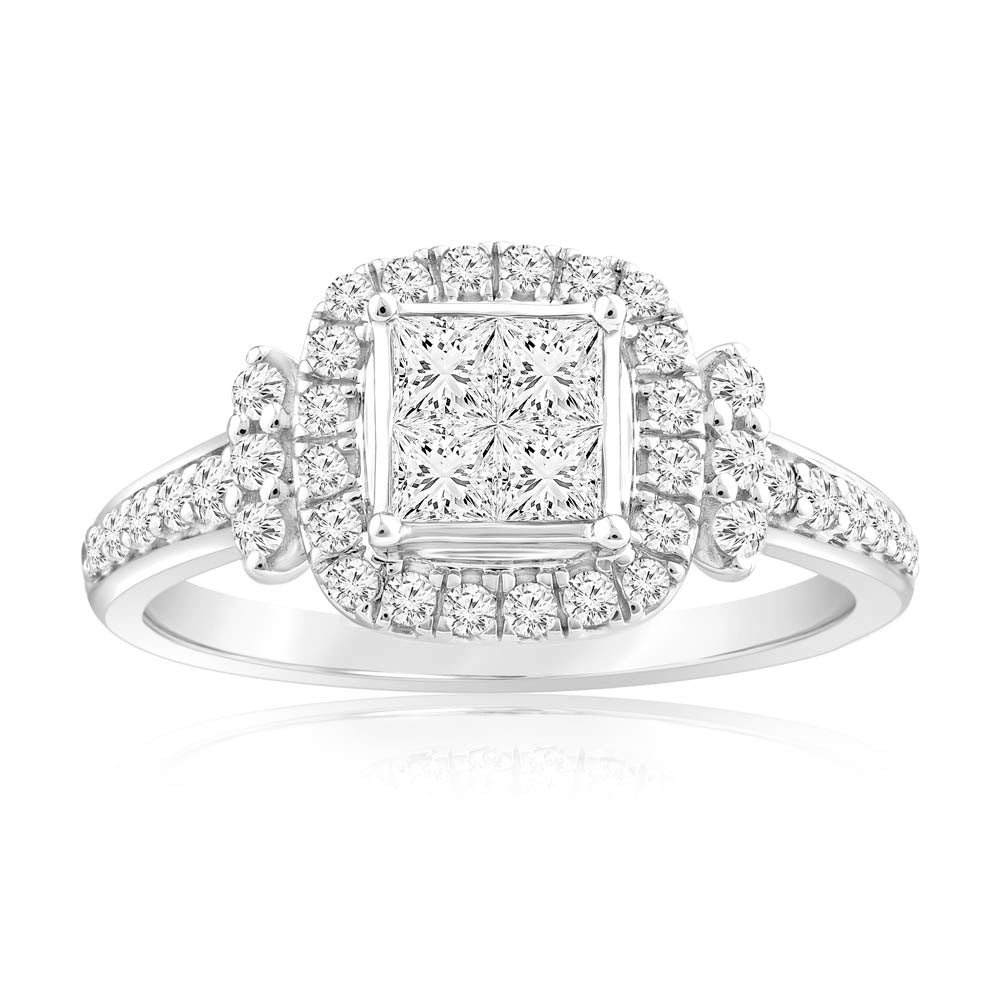 Exquisite 4/5 Carat Cushion-Shaped Diamond Engagement Ring Crafted in 14ct White Gold