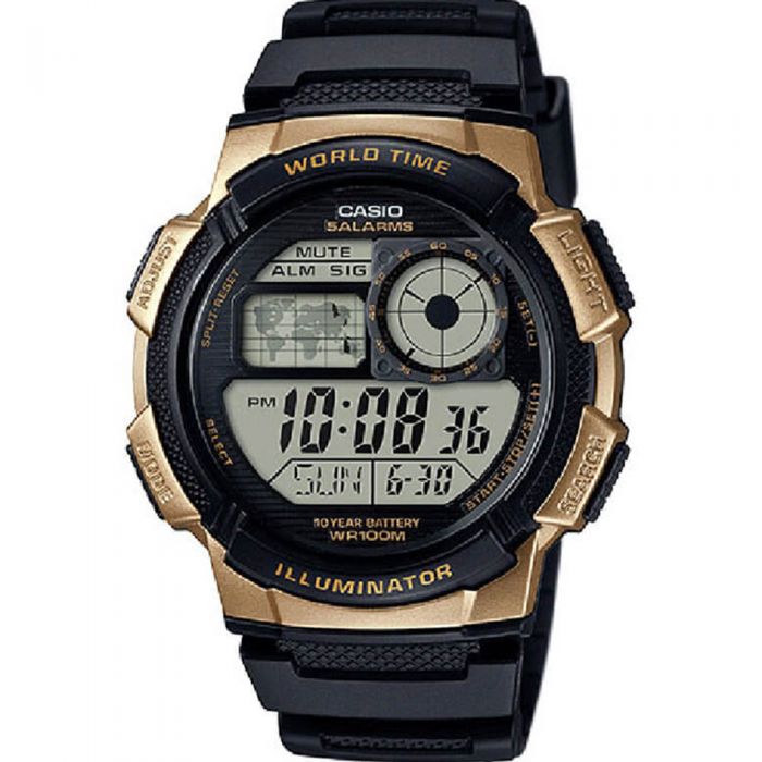 Casio Men's AE1000W-1A3 World Time Wristwatch for Global Travelers