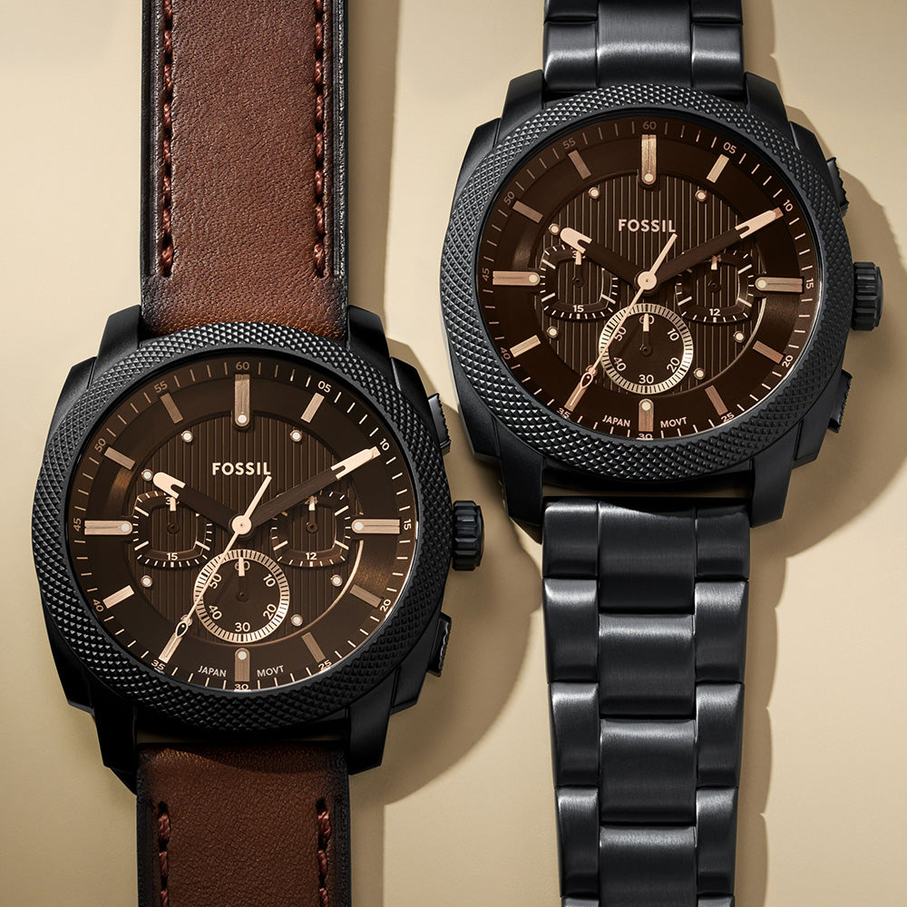 Fossil Machine FS6097 Stylish Black IP Chronograph Watch with 44mm Case