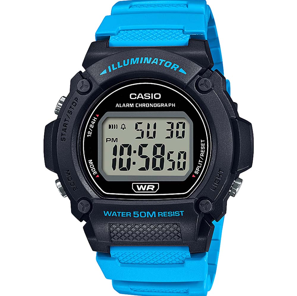 Casio W219H-2A2 Digital Black and Blue Resin Men's/Women's Watch