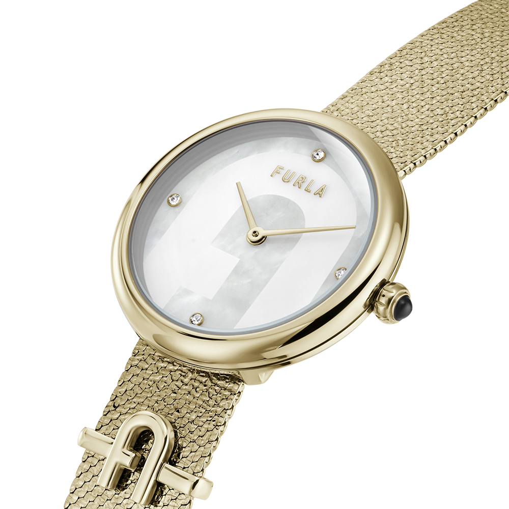 Furla Women's Small Gold-Plated Stainless Steel Logo Watch WW00022001L2