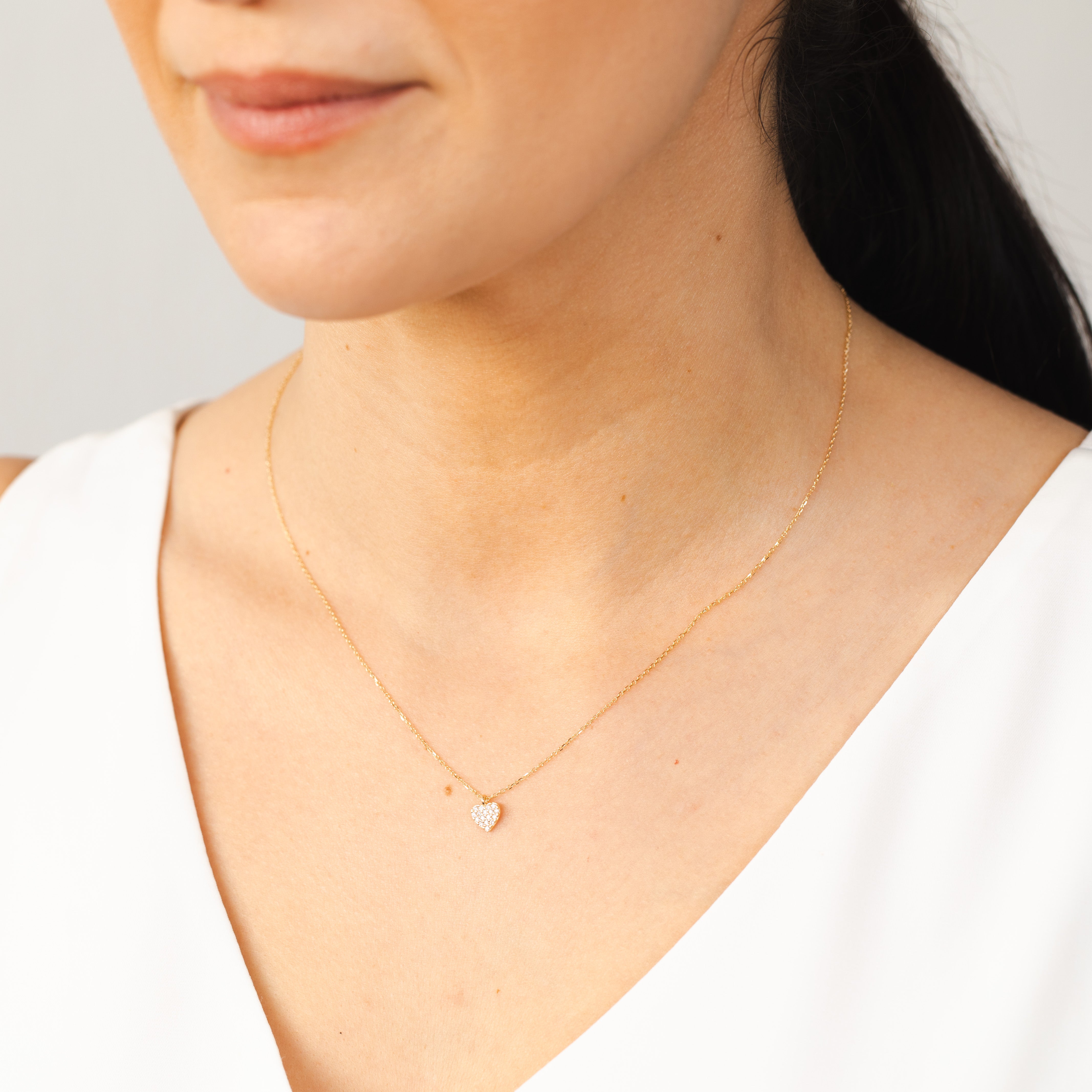 18-Inch Chain with 9ct Yellow Gold Zirconia Heart Pendant