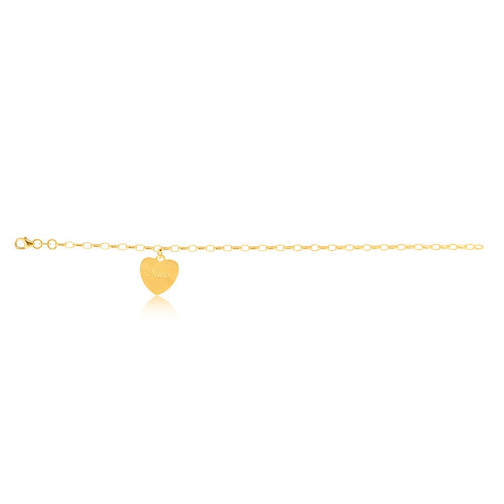 19cm 9ct Yellow Gold-Filled Bracelet with Mum Charm