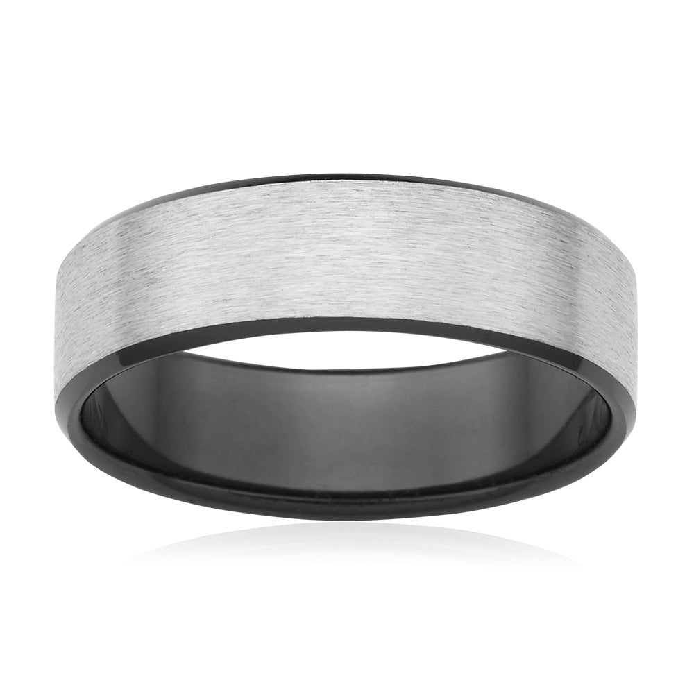 7mm Flawless Titanium and Zirconium Ring with Flat Bevelled Brushed Finish