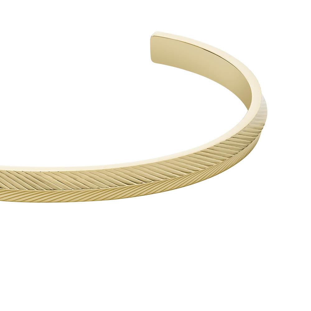Fossil Harlow Style Open Bangle Crafted from Stainless Steel with Yellow Gold Plating