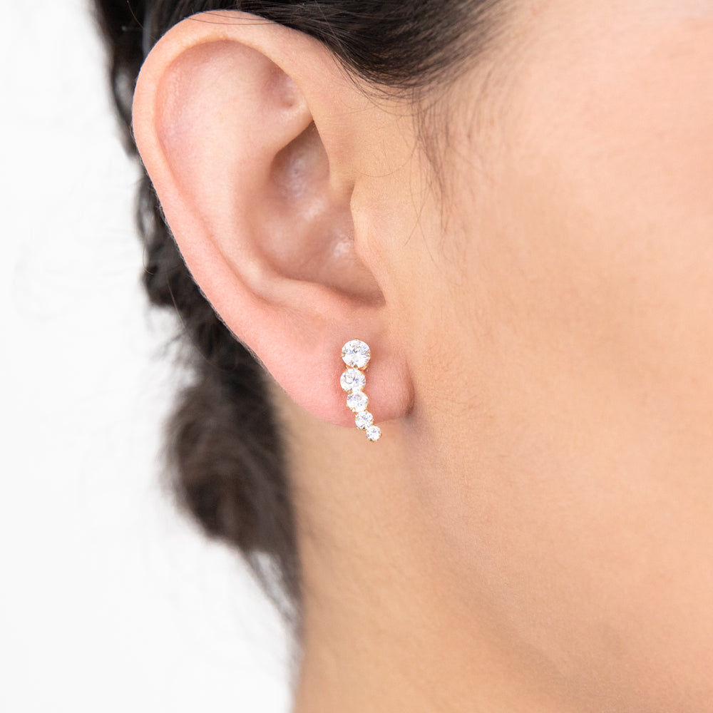 Stunning 9ct Yellow Gold Zirconia Graduated Ear Climbers for Trendy Ears