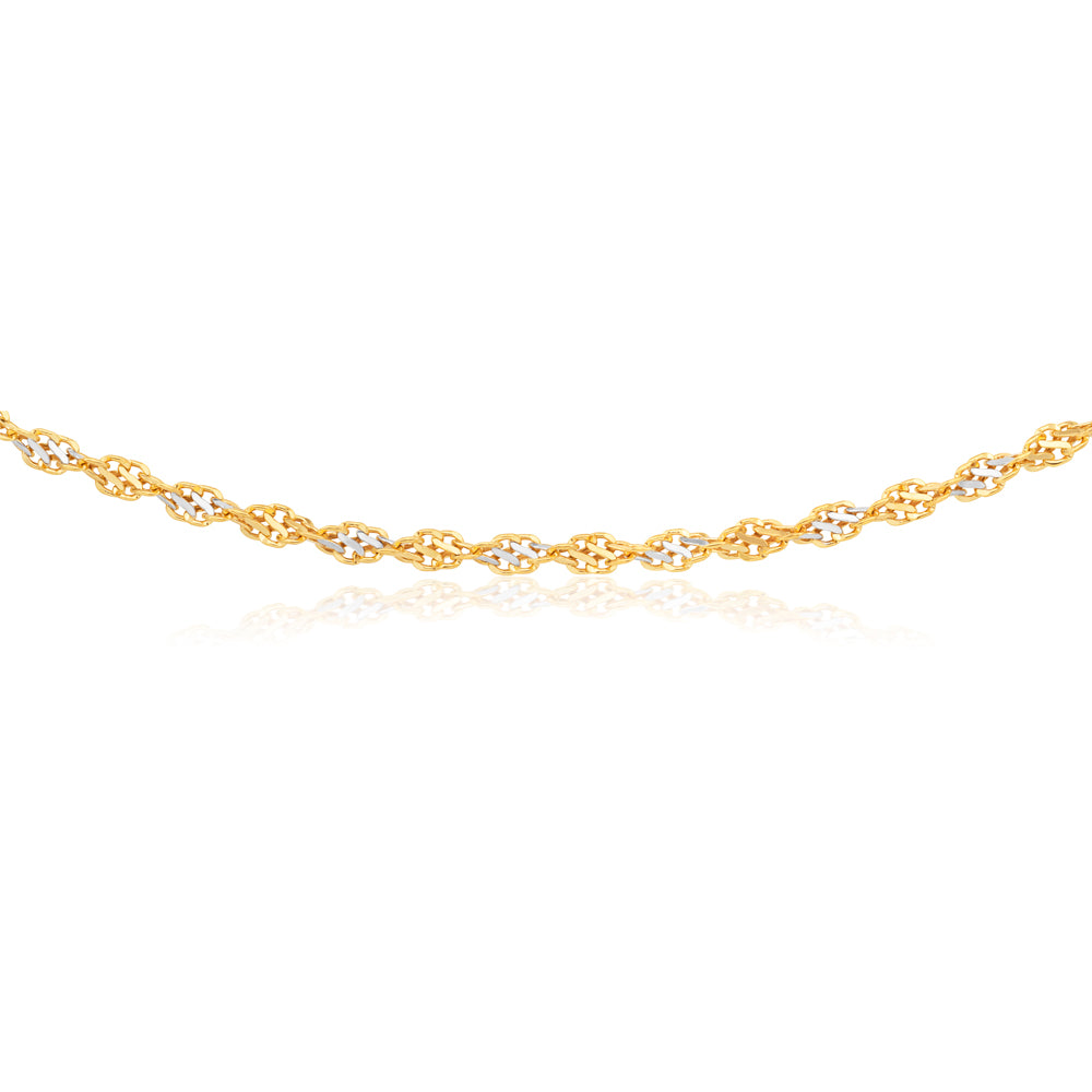 45cm 9ct Two-Tone Gold Filled Stunning Singapore Link Chain
