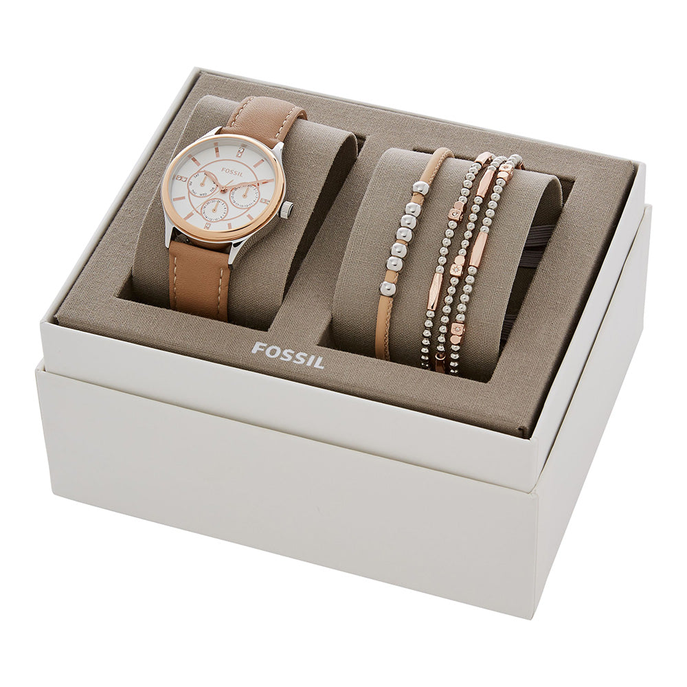 Fossil BQ3417SET Modern and Elegant Multifunctional Ladies Watch and Bracelet Gift Set