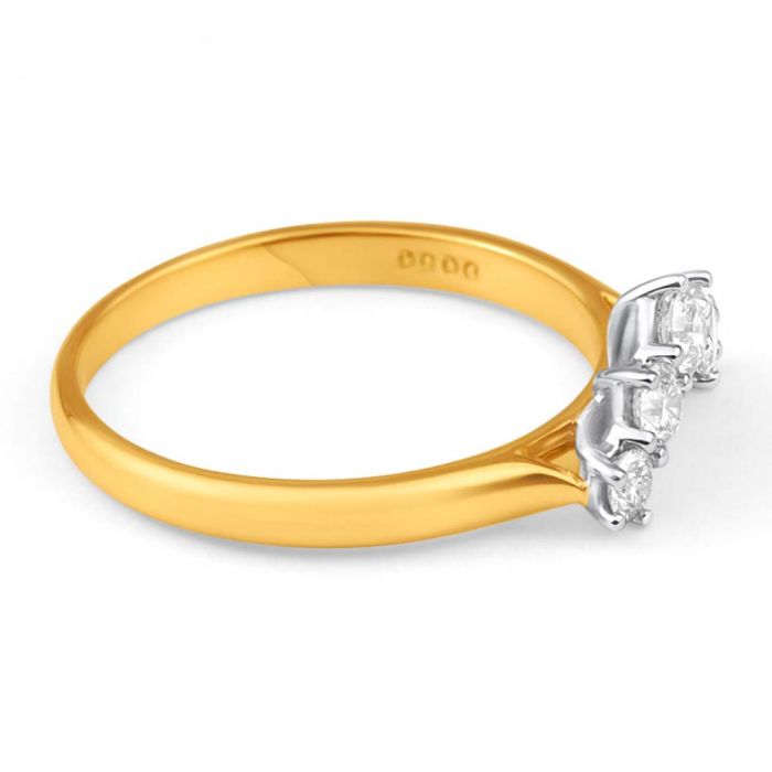 Exquisite 18-Carat Yellow and White Gold Engagement Ring Adorned with 0.5 Carats of Sparkling Brilliant Cut Diamonds