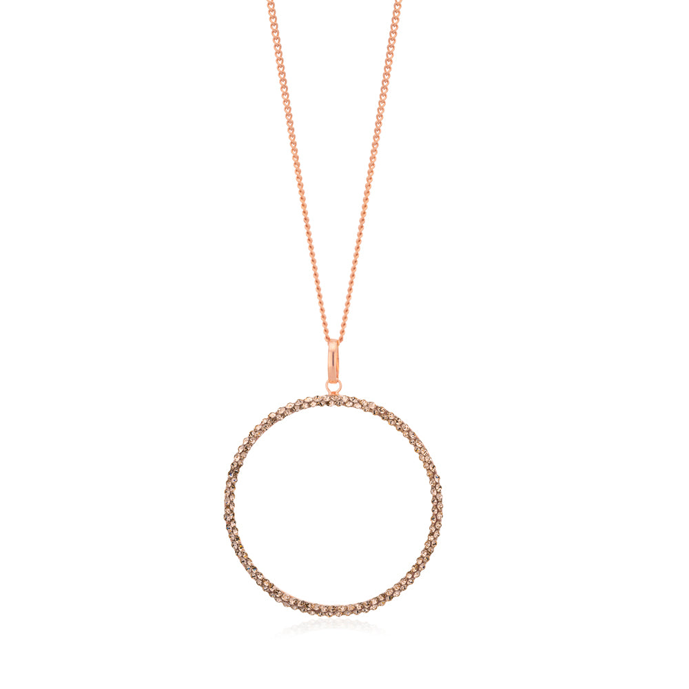30mm Round 9ct Rose Gold Filled Sparkling Crystal Pendant