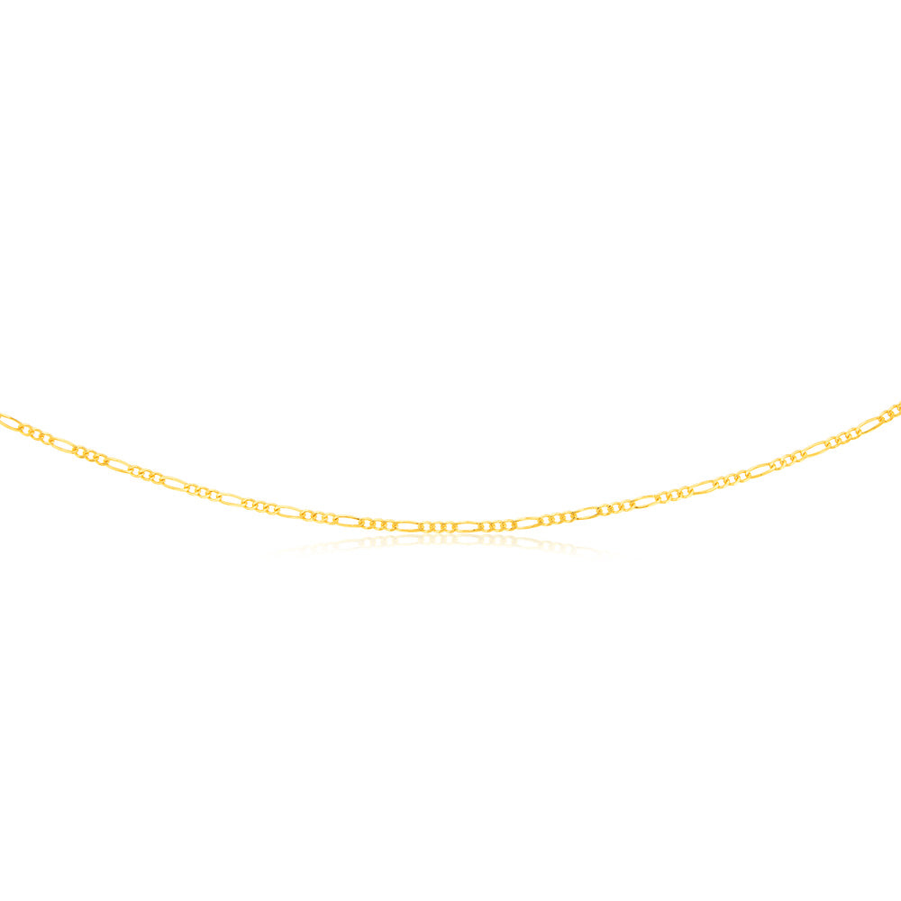 Exquisite 9ct Yellow Solid Gold 50cm 60Gauge Figaro 1:3 Chain