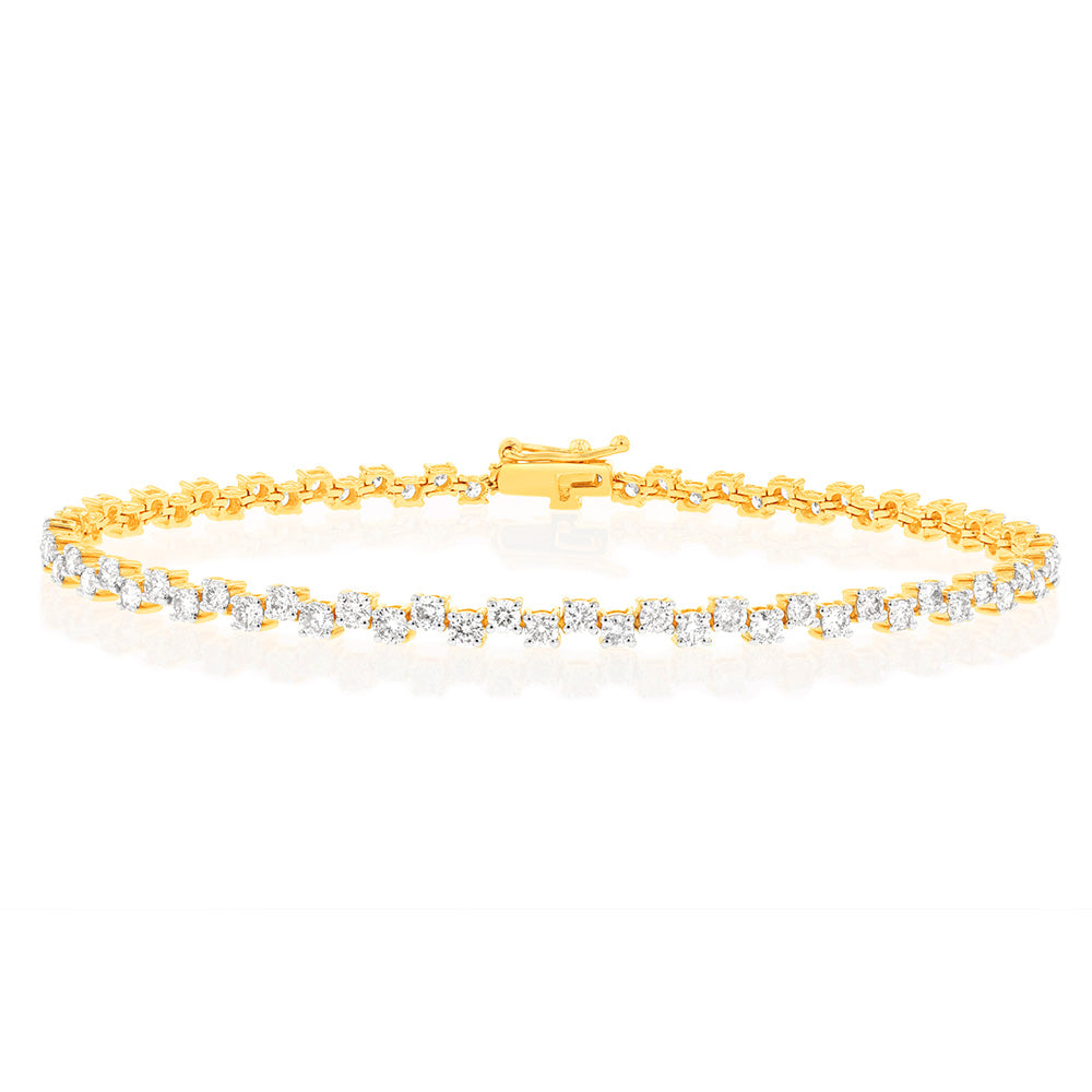 Stunning 2 Carat Diamond Tennis Bracelet Crafted in 10ct Yellow Gold