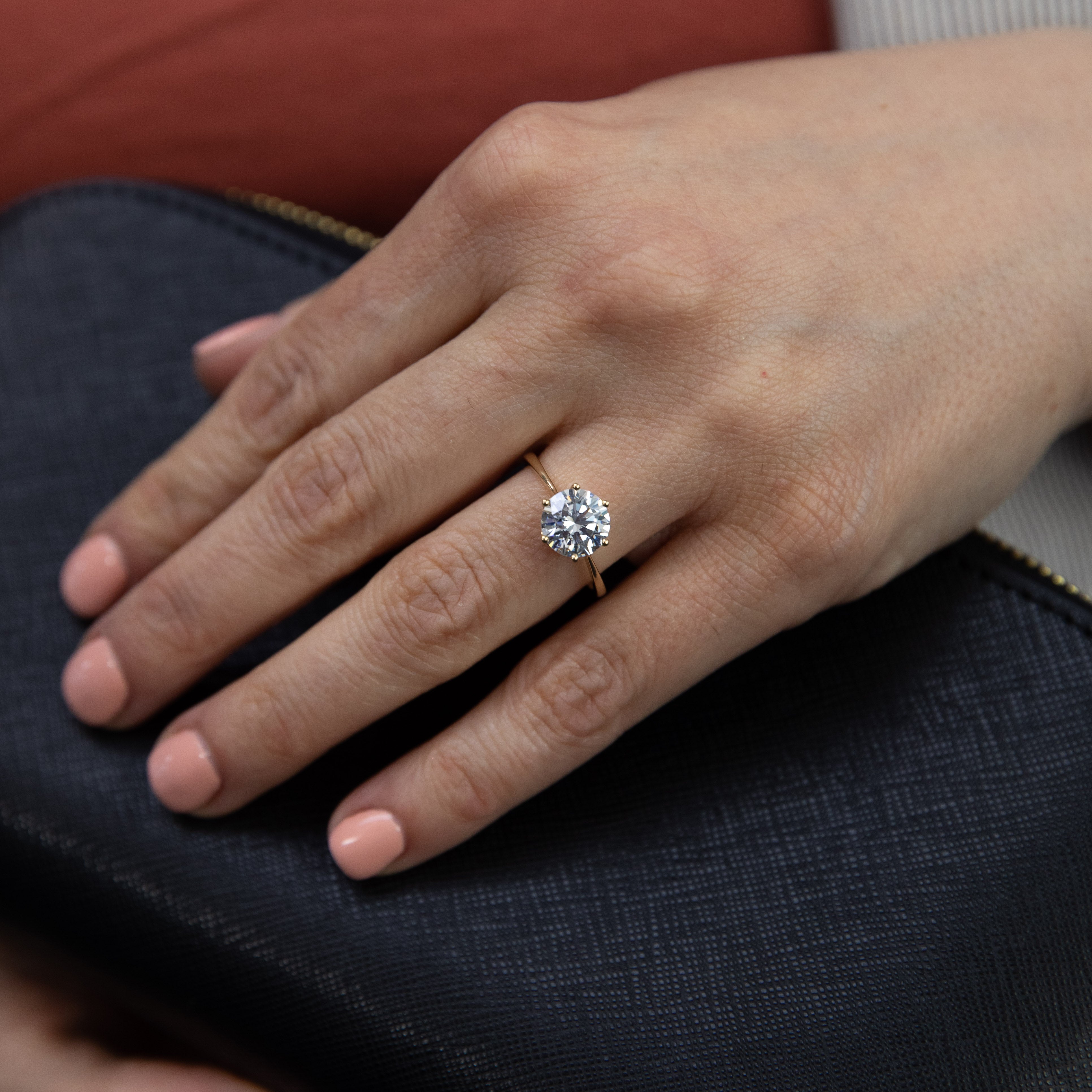 Stunning 9 Carat Yellow Gold 8 Millimeter Zirconia 6 Claw Solitaire Engagement Ring