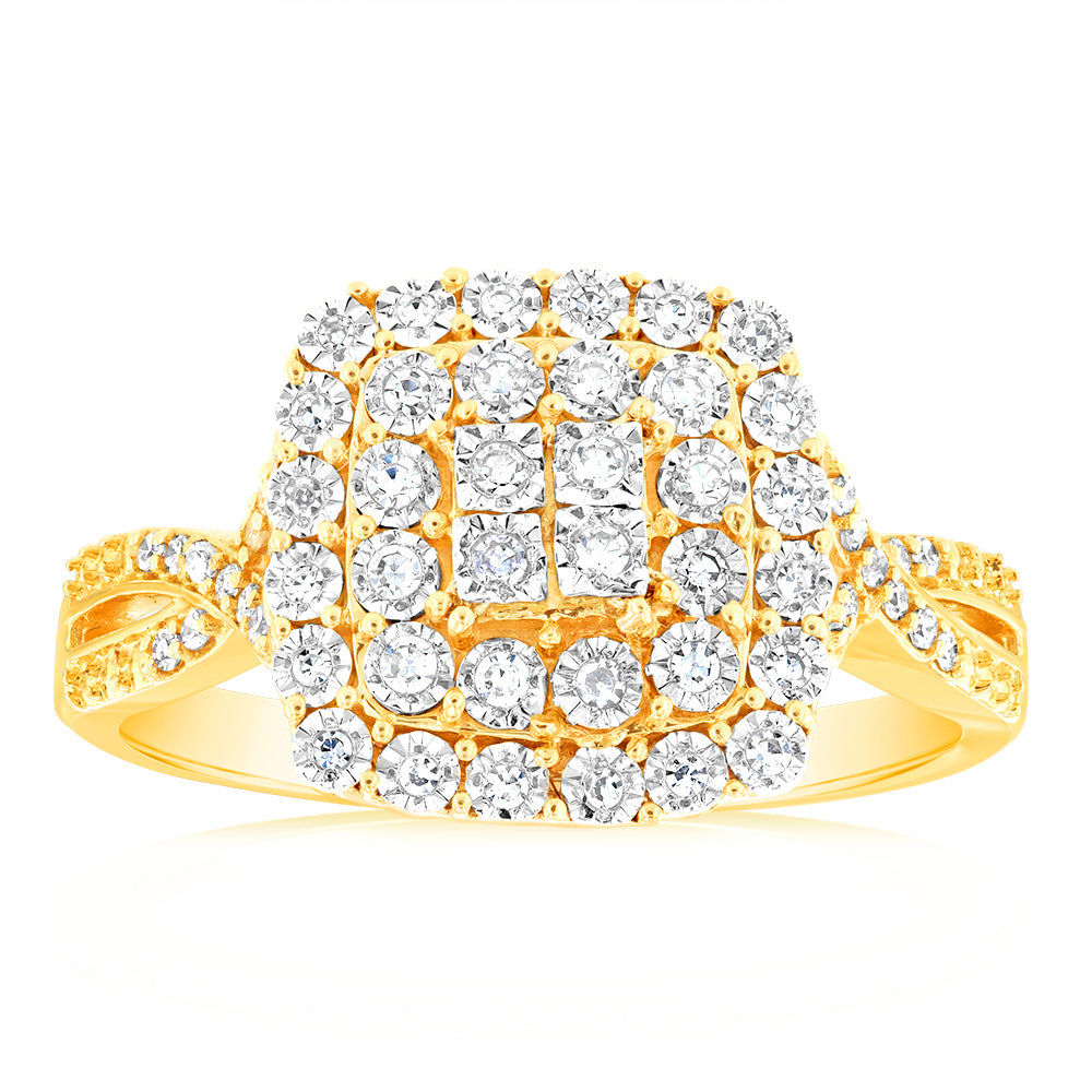 Stunning 1/4 Carat Luminescent Lab - Grown Diamond Ring in 9ct Yellow Gold