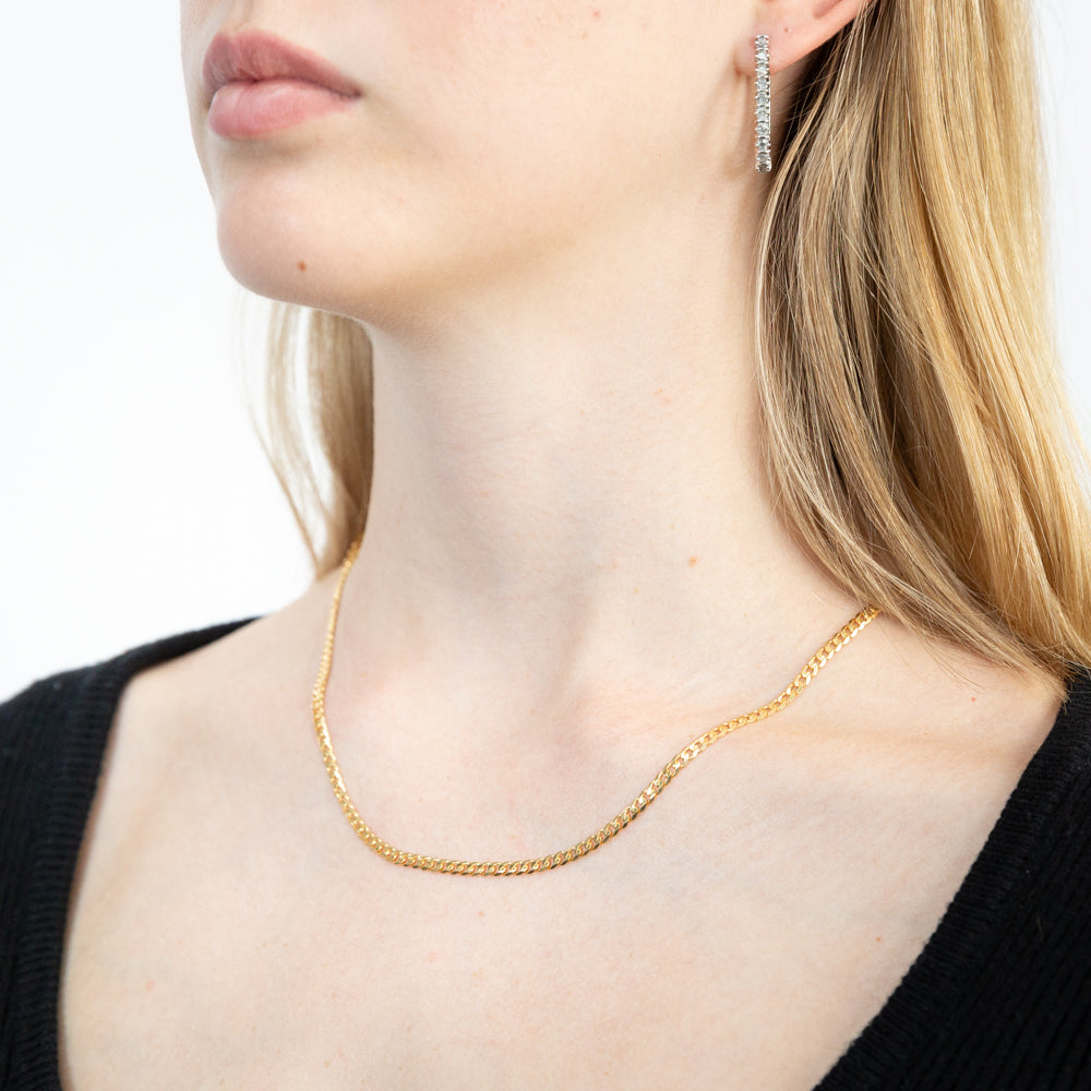 9 Carat Yellow Gold Concave Super Flat 80 Gauge 3mm Curb Style 45cm Gold Necklace Chain