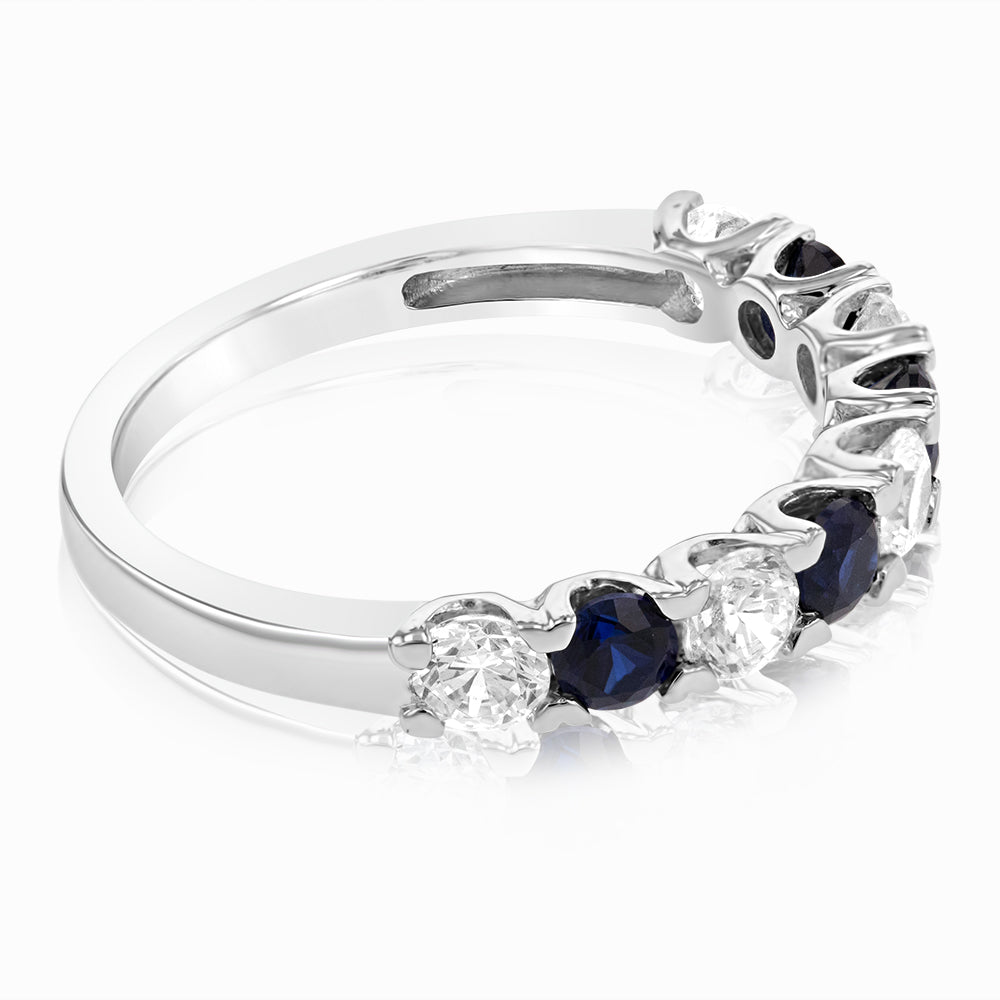 Stunning 9ct White Gold Ring with Cubic Zirconia and Created Sapphires