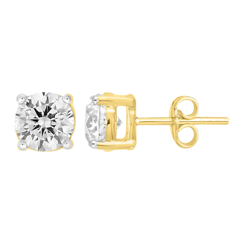 Exquisite 9 Carat Yellow Gold Set with 2.00 Carat Diamond Stud Earrings for Elegant Jewelry Lovers