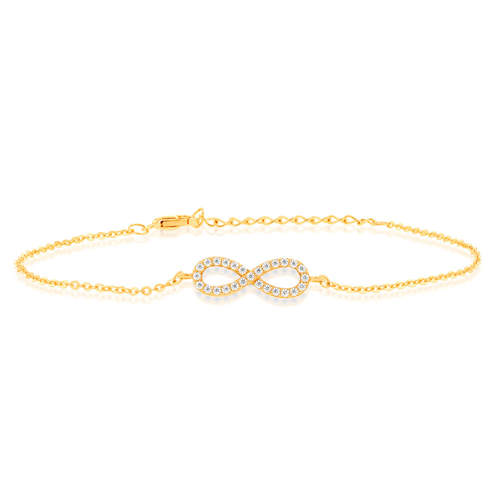 19cm 9ct Yellow Gold Zirconia Infinity Bracelet for Everlasting Love