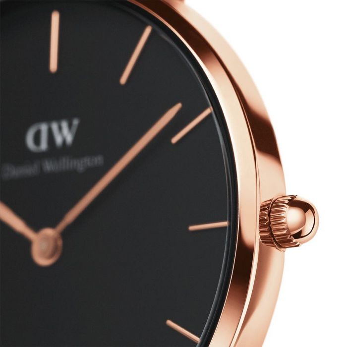 Daniel Wellington DW00100307 Petite Ashfield Elegant Eggshell White Dial Black Mesh Strap Watch