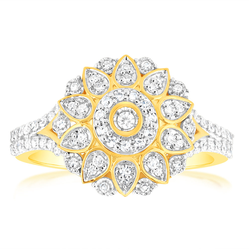 Half - Carat Luminescent Lab - Grown Diamond Ring Set in 9ct Yellow Gold