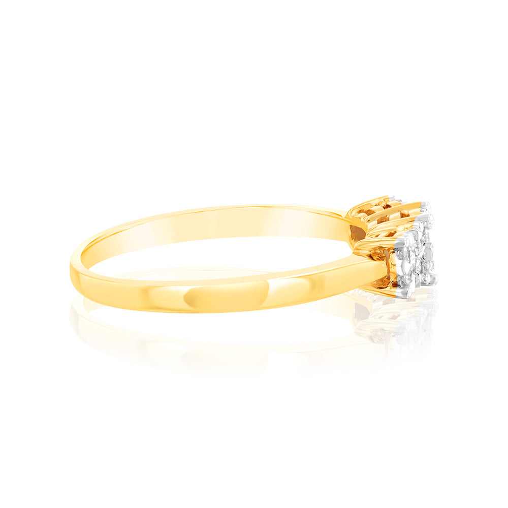 1/4 Carat Diamond Trilogy Ring in 9ct Yellow Gold