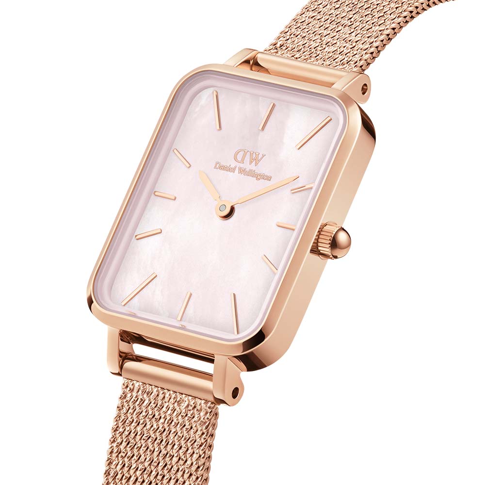 Daniel Wellington DW00100510 Pink Mother of Pearl Quadro Pressed Melrose Stylish Watch