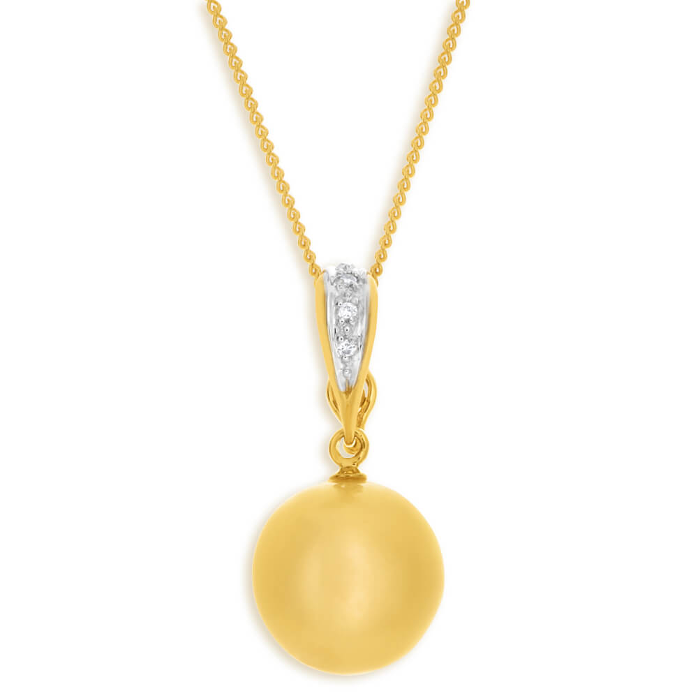 Exquisite Bella 9ct Yellow Gold South Sea Golden Pearl Pendant with a 45cm Chain for Elegant Wear