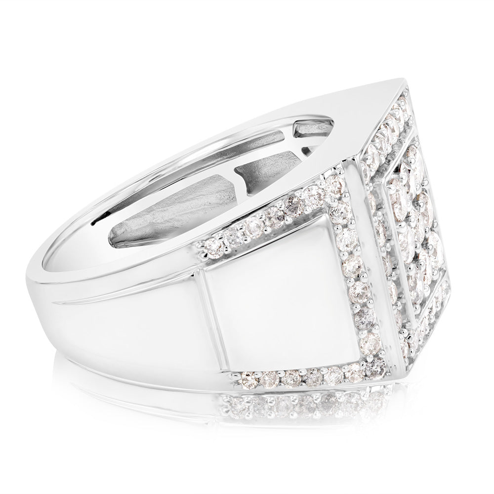Stylish 1.5 Carat Diamond Ring for Men in 10ct White Gold