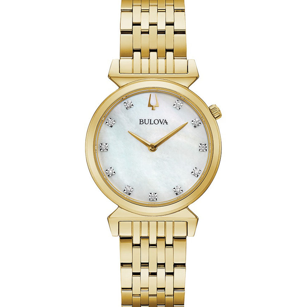 Bulova Ladies' 97P149 Diamond-Embellished Gold-Tone Stainless Steel Wristwatch