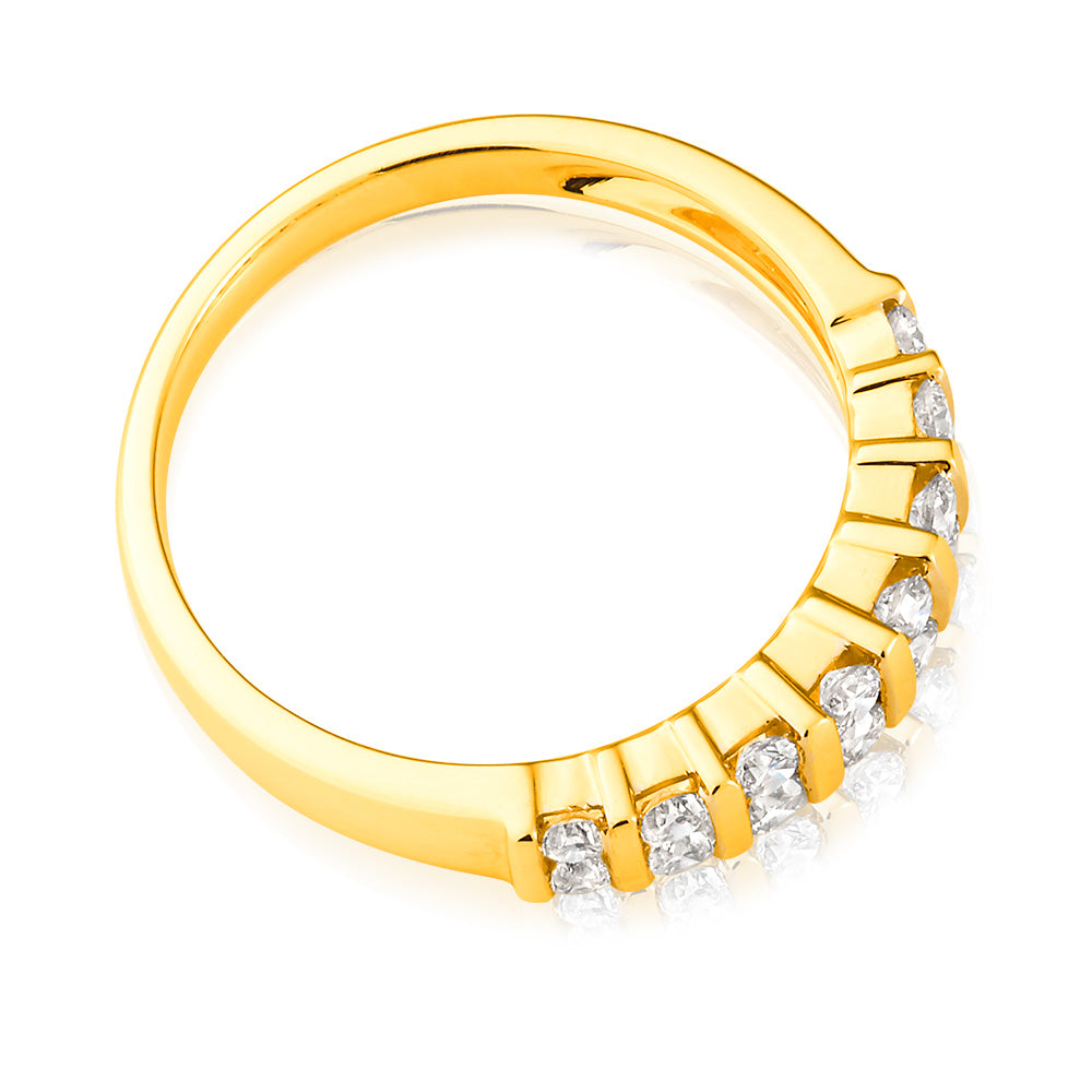 Stunning 9ct Yellow Gold 1/2 Carat Double Row Channel Set Diamond Engagement Ring