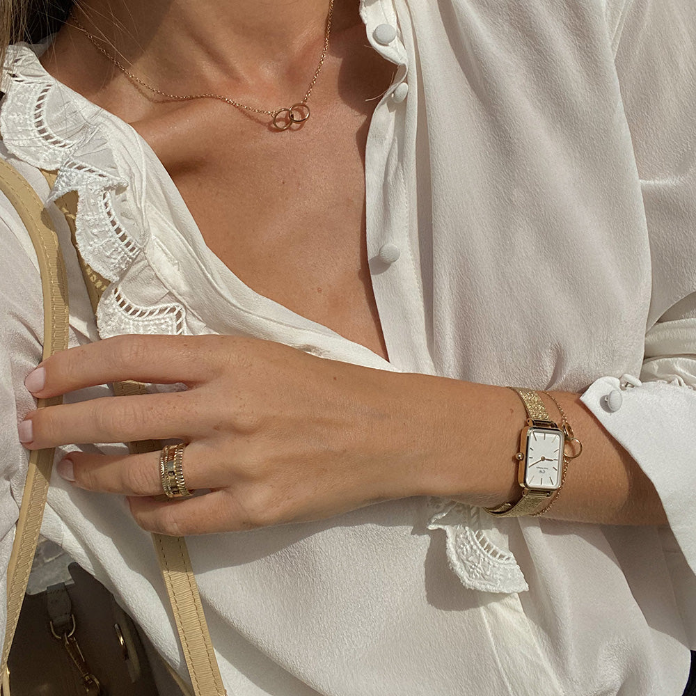 Daniel Wellington DW00100556 Quadro Evergold Women's Square White Watch