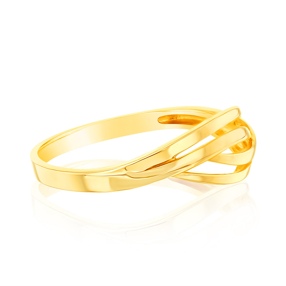 8.5mm Wide 9ct Yellow Gold Elegant Ring
