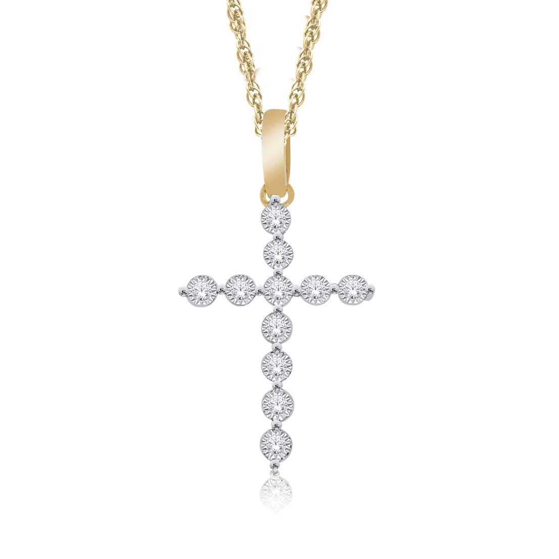1/3 Carat Diamond Cross Pendant in 9ct Yellow Gold