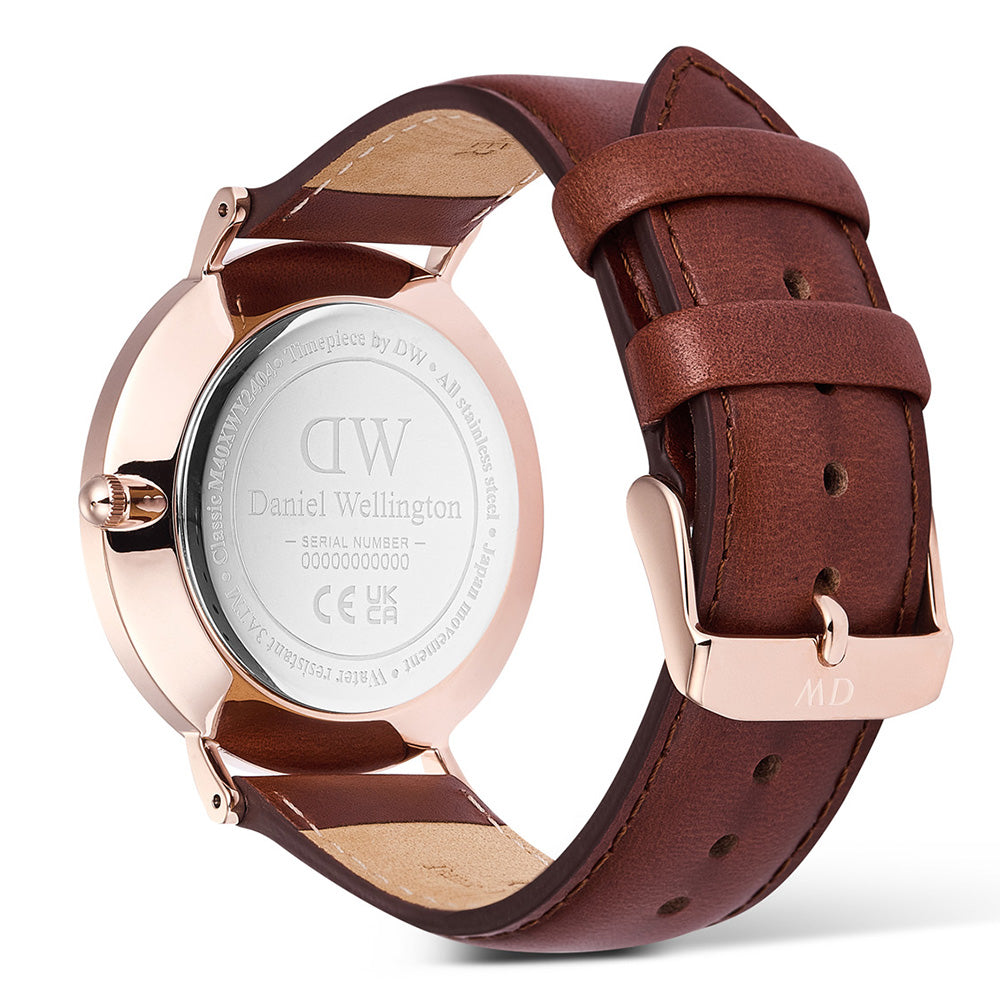 Daniel Wellington Classic St Mawes 40mm Stainless Steel Watch with Leather Strap DW00100829