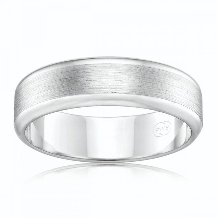 6mm All - Sizes 9ct White Gold Ring with Smooth Finish