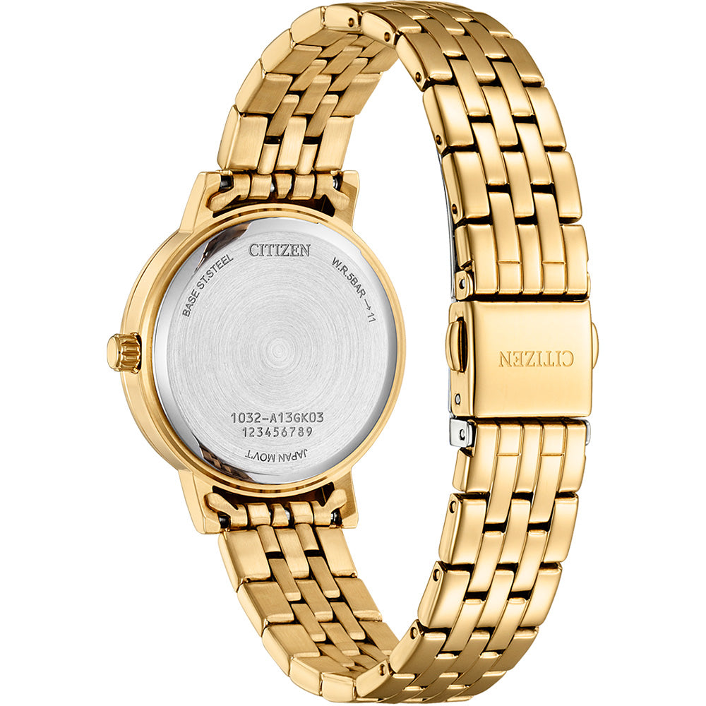 Citizen EL3103-57D Women's Gold-Tone Quartz Watch with Crystal Accents