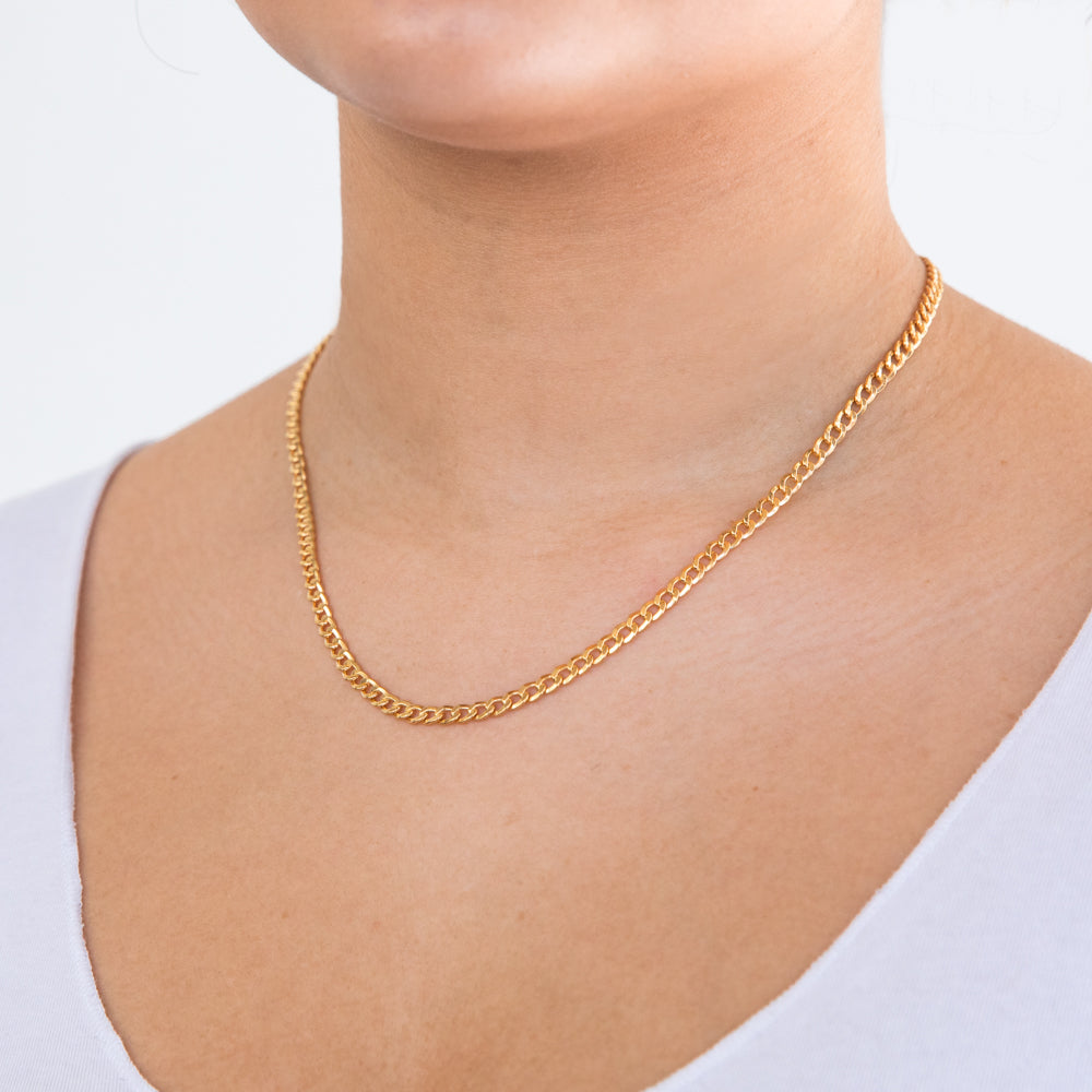 45cm 9ct Yellow Gold Copper-Filled 100 Gauge Curb Chain