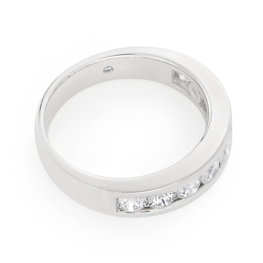 1 Carat 18ct White Gold Channel Set Diamond Ring with Flawless Cut