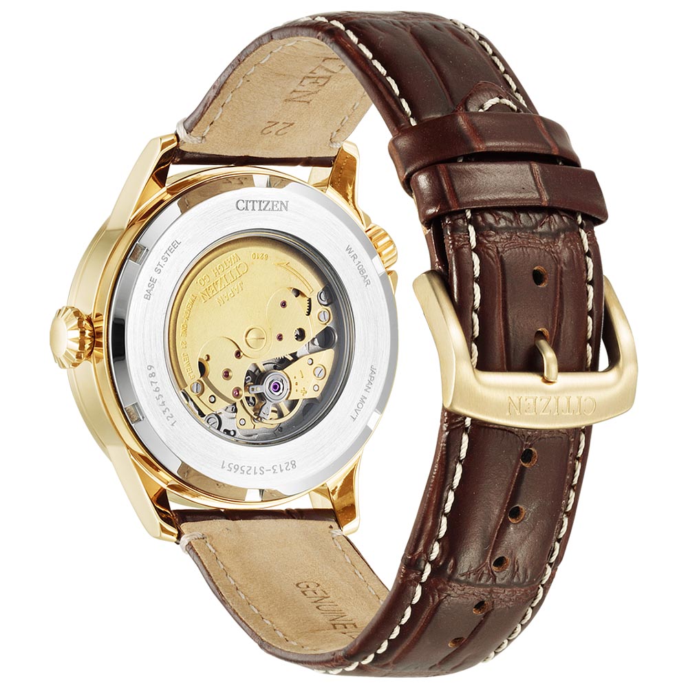 Citizen Automatic Men's Watch with Brown Leather Strap - Model NJ0143 - 19E