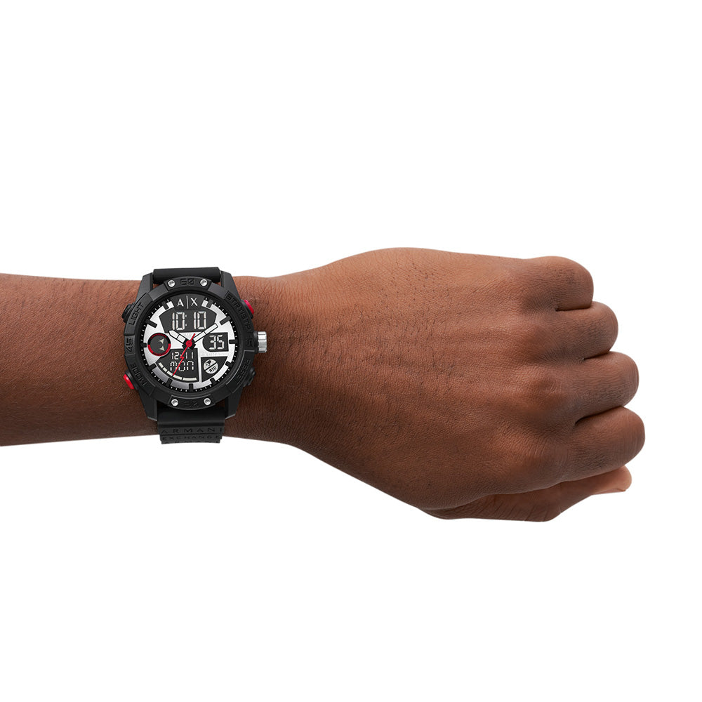 Armani Exchange D-Bolt AX2960 Quartz Chronograph Watch with Silicone Strap