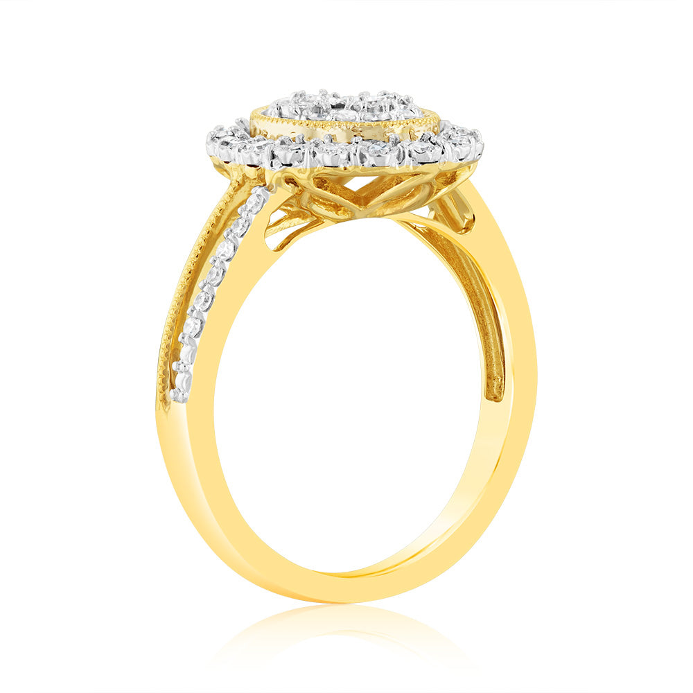 Exquisite 1/4 Carat Luminescent Lab - Created Diamond Engagement Ring Crafted in 9ct Yellow Gold