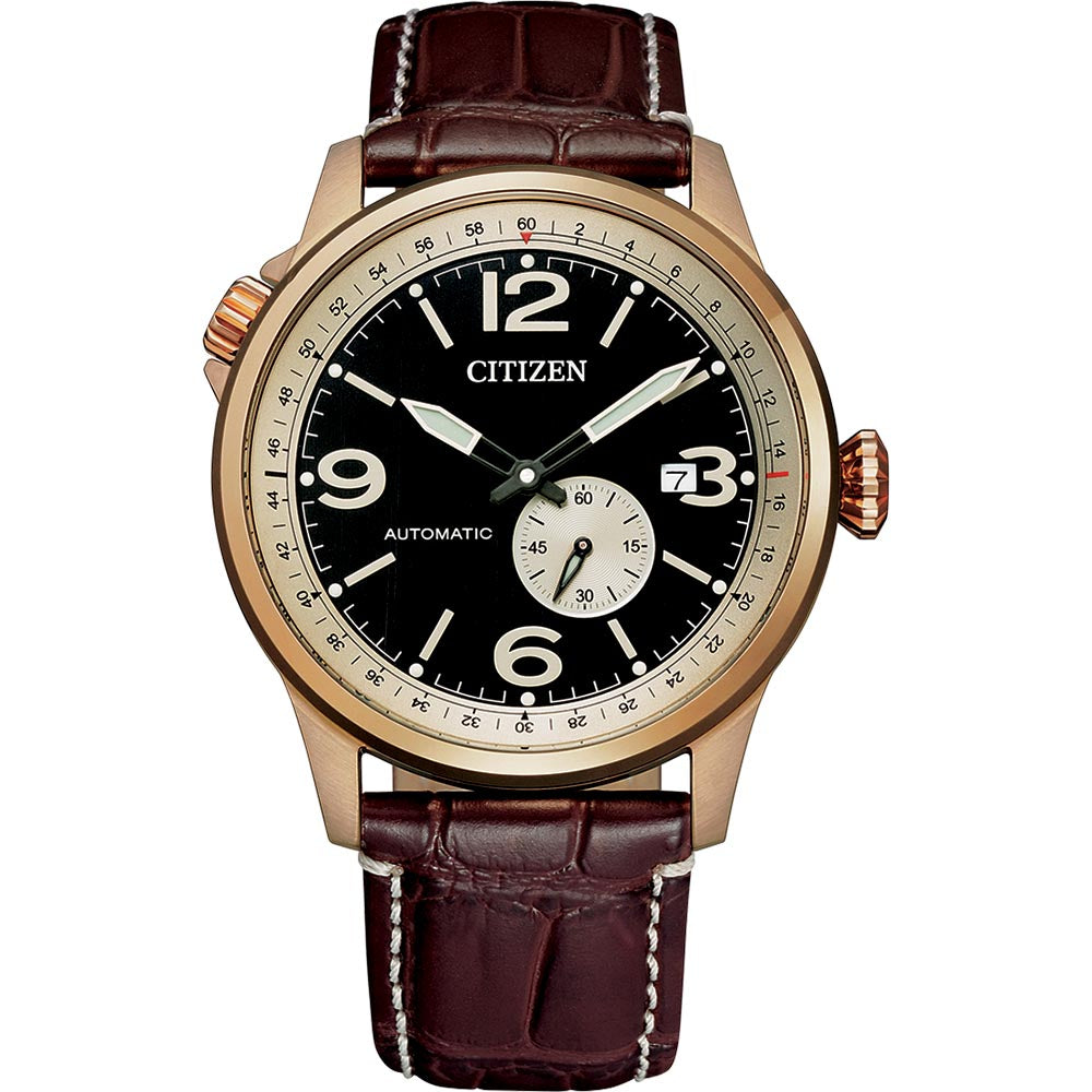 Citizen Automatic Men's Watch with Brown Leather Strap - Model NJ0143 - 19E