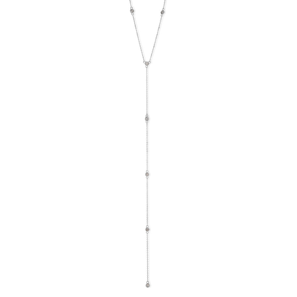 14ct White Gold Adjustable 41 - 43cm Diamond Chain Necklace with Five 1/3 Carat Diamonds