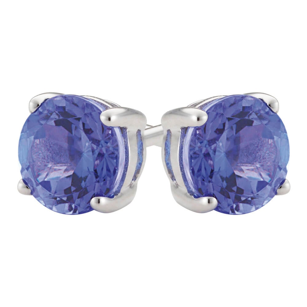 Stunning 9-carat White Gold Stud Earrings with 5mm Tanzanite Gemstones