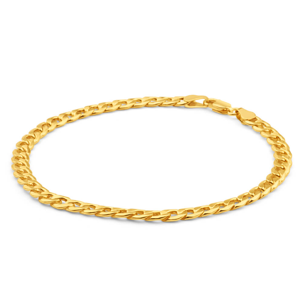 9 Carat Yellow Gold Copper Filled Curb Style Bracelet with 120 Gauge Suitable for Daily Wear