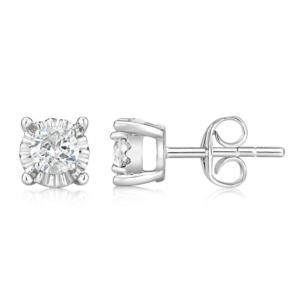 Exquisite 9-carat White Gold 1/2 Carat Diamond Solitaire Stud Earrings with Disc Setting