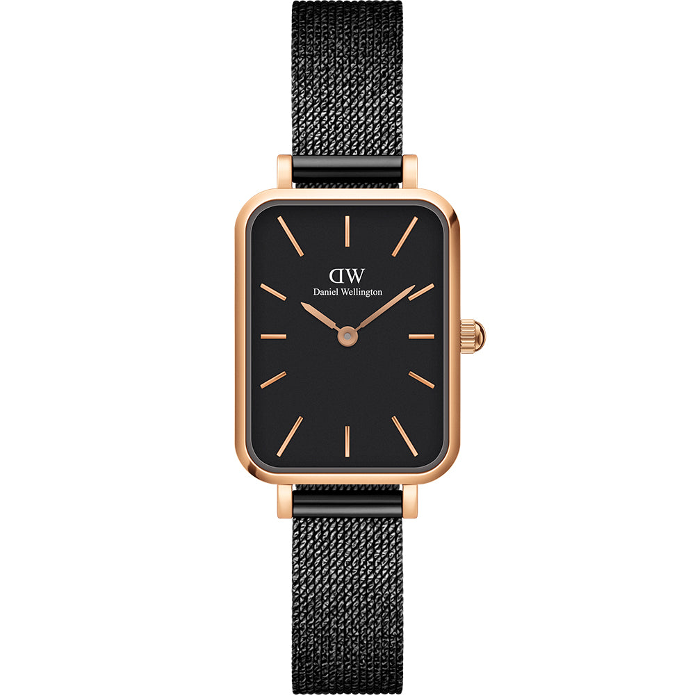 Daniel Wellington Women's DW00100433 Rose Gold & Black Square Dial Mesh Watch