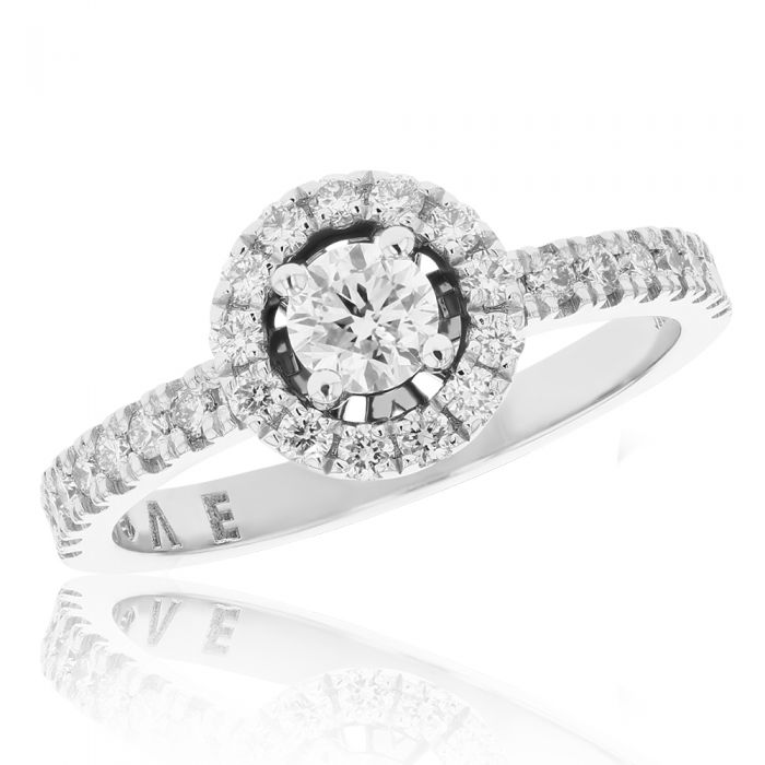 Exquisite 0.67ct Diamond Halo Ring Crafted in 18ct White Gold