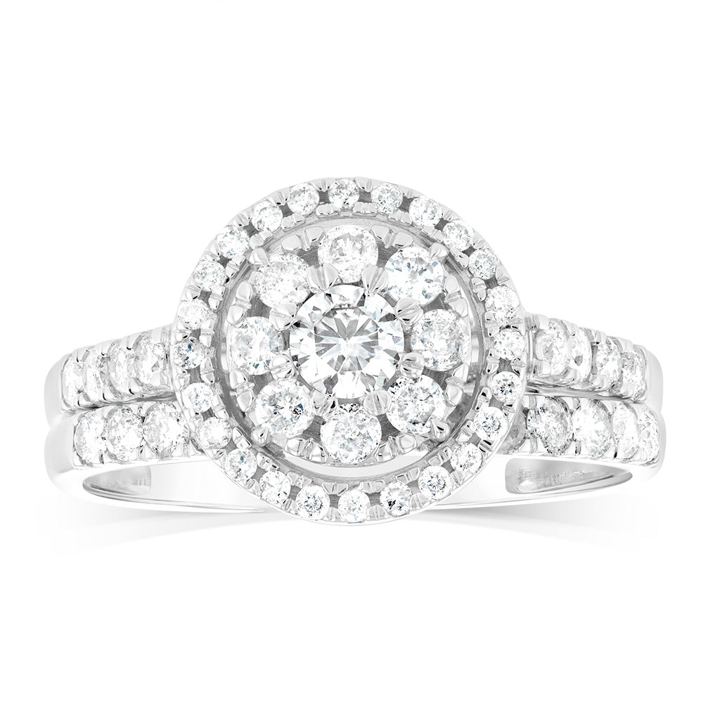 Exquisite 1 Carat Diamond Engagement Ring Crafted in 9ct White Gold